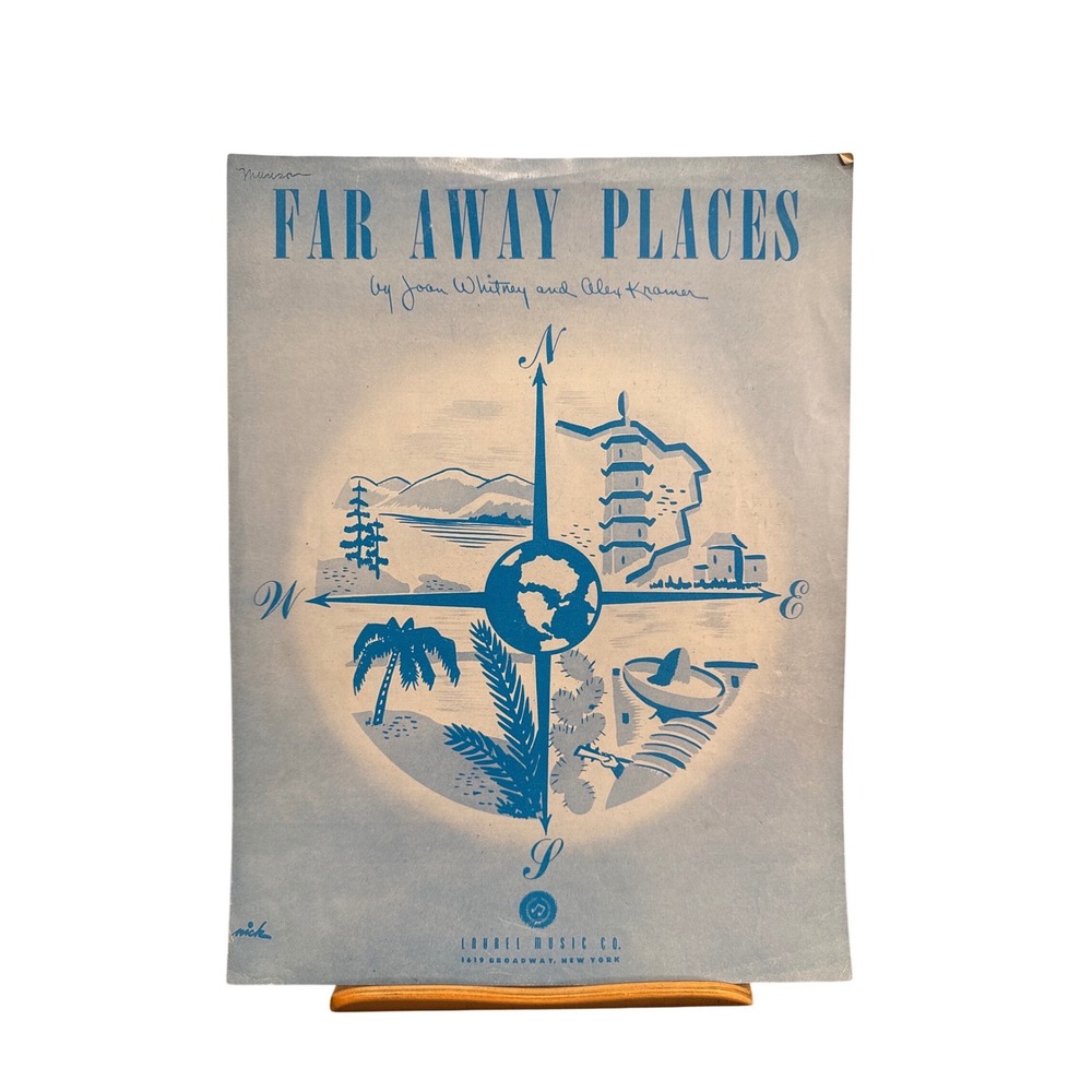 Vintage 1948 Far Away Places Sheet Music Joan Whitney Alex Kramer Pan Am Ad